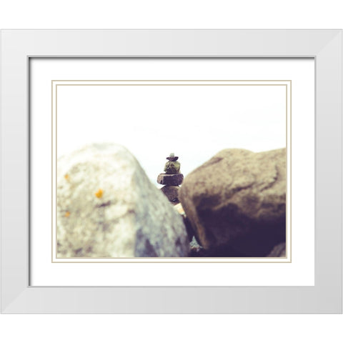 Bay Rocks I White Modern Wood Framed Art Print with Double Matting by Quintero, Sonja
