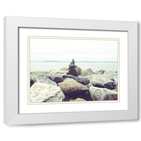 Bay Rocks III White Modern Wood Framed Art Print with Double Matting by Quintero, Sonja