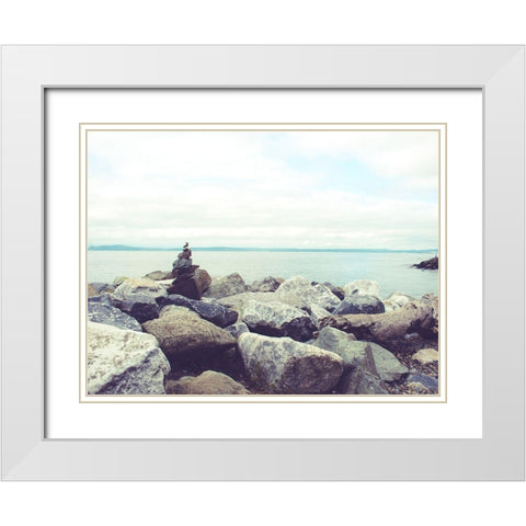 Bay Rocks IV White Modern Wood Framed Art Print with Double Matting by Quintero, Sonja
