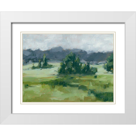 Misty Green Valley II White Modern Wood Framed Art Print with Double Matting by Harper, Ethan