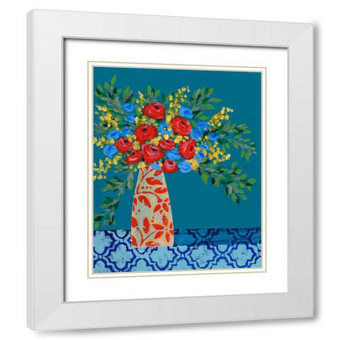 A Gathering of Flowers II White Modern Wood Framed Art Print with Double Matting by Moore, Regina