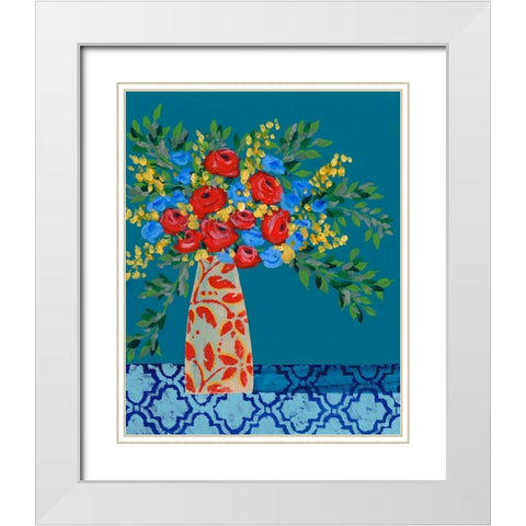 A Gathering of Flowers II White Modern Wood Framed Art Print with Double Matting by Moore, Regina