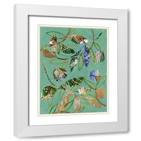 Nature on Sage I White Modern Wood Framed Art Print with Double Matting by Moore, Regina