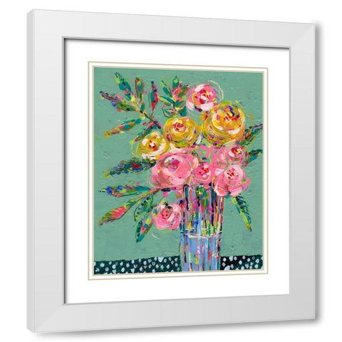 Bright Colored Bouquet II White Modern Wood Framed Art Print with Double Matting by Moore, Regina
