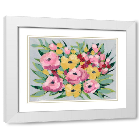 Spring Array II White Modern Wood Framed Art Print with Double Matting by Moore, Regina