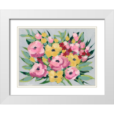 Spring Array II White Modern Wood Framed Art Print with Double Matting by Moore, Regina