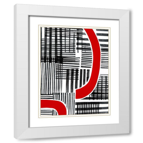 Red Interrupted I White Modern Wood Framed Art Print with Double Matting by Moore, Regina