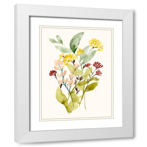 Spring Sprigs I White Modern Wood Framed Art Print with Double Matting by Goldberger, Jennifer