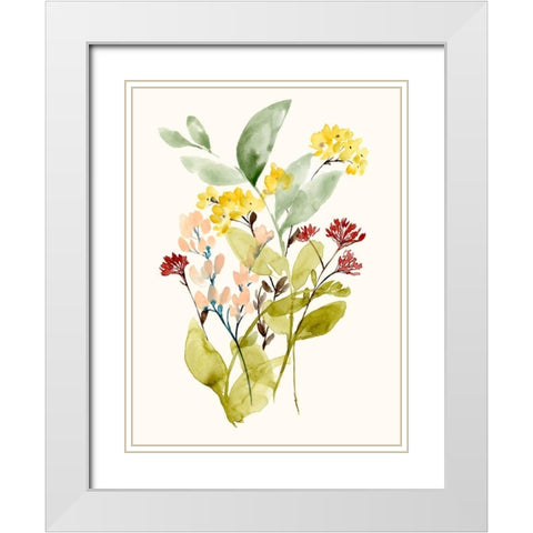 Spring Sprigs I White Modern Wood Framed Art Print with Double Matting by Goldberger, Jennifer