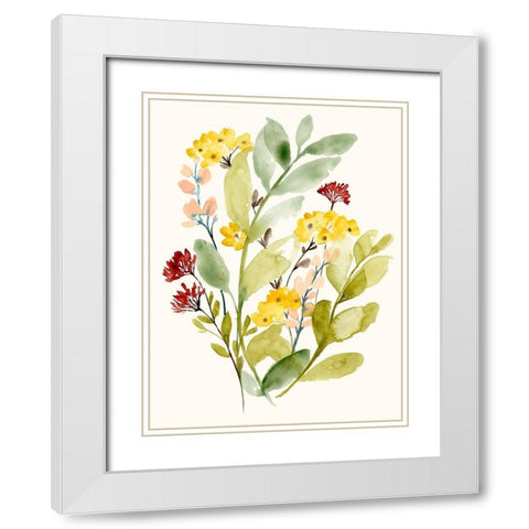 Spring Sprigs II White Modern Wood Framed Art Print with Double Matting by Goldberger, Jennifer