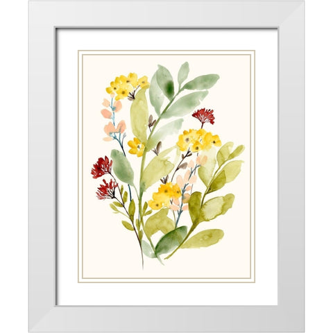 Spring Sprigs II White Modern Wood Framed Art Print with Double Matting by Goldberger, Jennifer