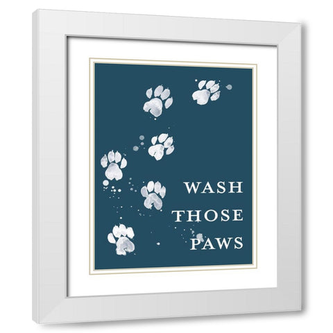 Wash Your Paws I White Modern Wood Framed Art Print with Double Matting by Popp, Grace