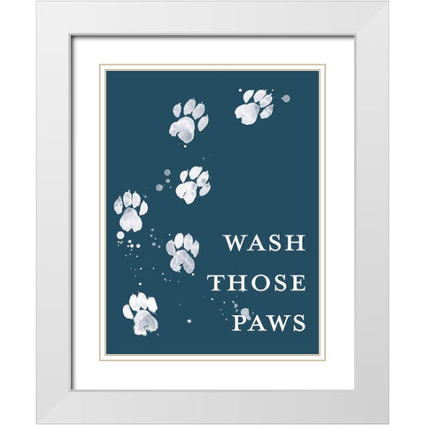 Wash Your Paws I White Modern Wood Framed Art Print with Double Matting by Popp, Grace