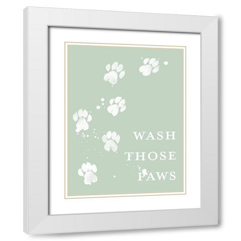 Wash Your Paws III White Modern Wood Framed Art Print with Double Matting by Popp, Grace