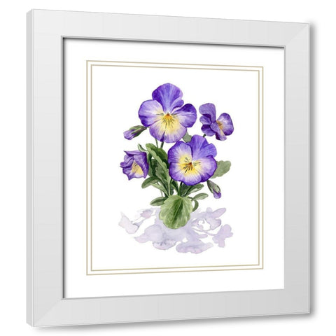 Viola Pansies I White Modern Wood Framed Art Print with Double Matting by Popp, Grace