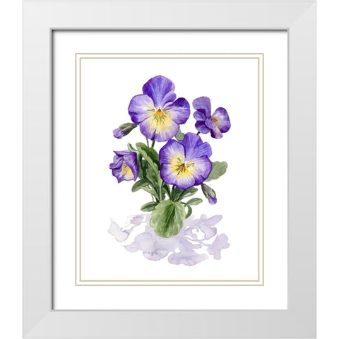 Viola Pansies I White Modern Wood Framed Art Print with Double Matting by Popp, Grace
