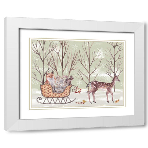 Christmas Time I White Modern Wood Framed Art Print with Double Matting by Wang, Melissa
