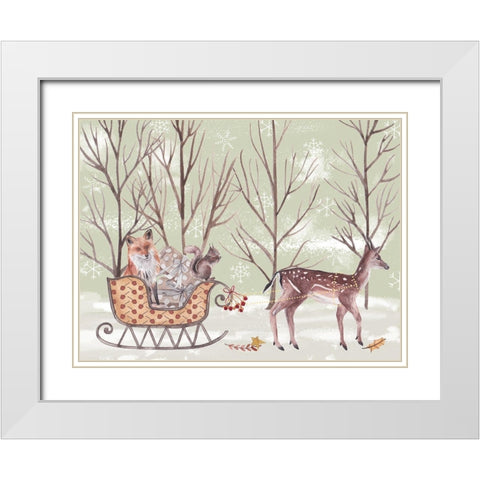 Christmas Time I White Modern Wood Framed Art Print with Double Matting by Wang, Melissa