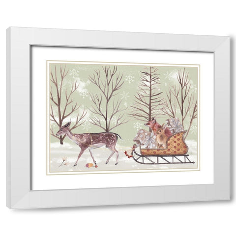 Christmas Time II White Modern Wood Framed Art Print with Double Matting by Wang, Melissa