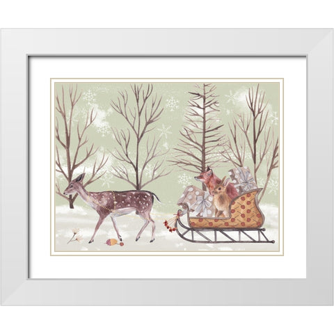 Christmas Time II White Modern Wood Framed Art Print with Double Matting by Wang, Melissa