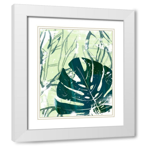 Palm Pastiche I White Modern Wood Framed Art Print with Double Matting by Vess, June Erica