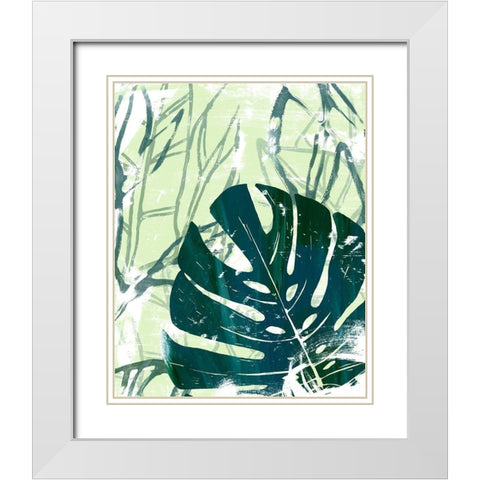Palm Pastiche I White Modern Wood Framed Art Print with Double Matting by Vess, June Erica