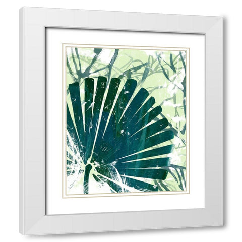 Palm Pastiche II White Modern Wood Framed Art Print with Double Matting by Vess, June Erica