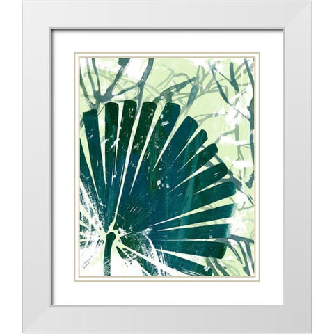 Palm Pastiche II White Modern Wood Framed Art Print with Double Matting by Vess, June Erica