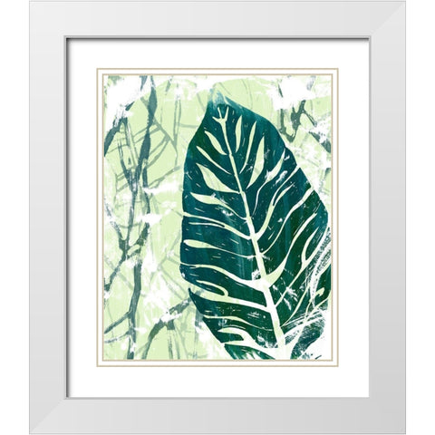 Palm Pastiche III White Modern Wood Framed Art Print with Double Matting by Vess, June Erica