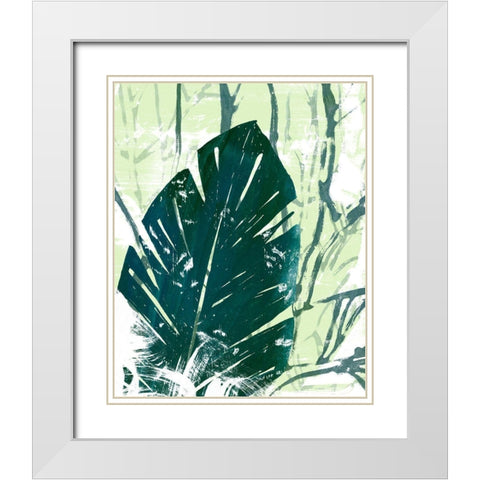 Palm Pastiche IV White Modern Wood Framed Art Print with Double Matting by Vess, June Erica