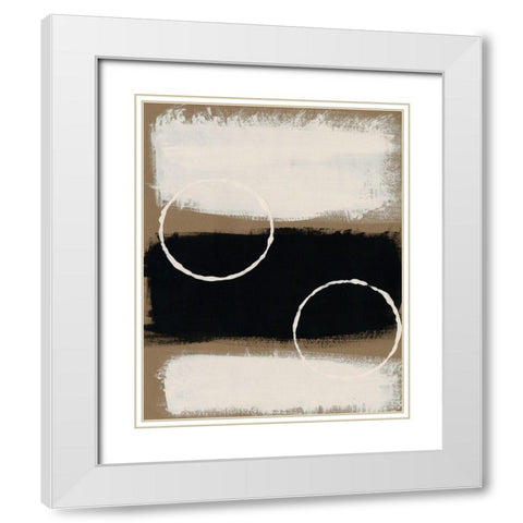 Neutral Rings I White Modern Wood Framed Art Print with Double Matting by Moore, Regina