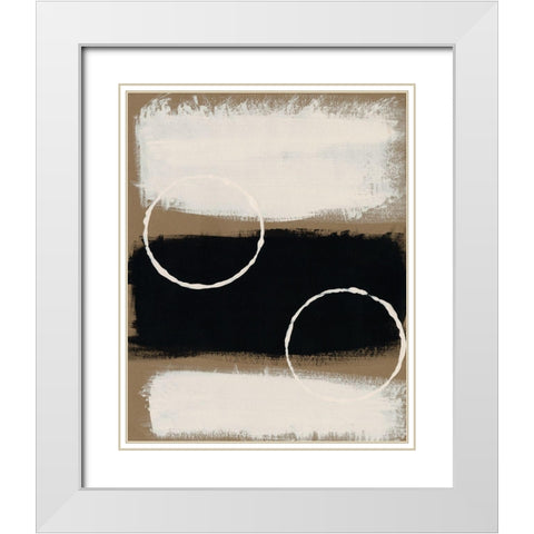 Neutral Rings I White Modern Wood Framed Art Print with Double Matting by Moore, Regina