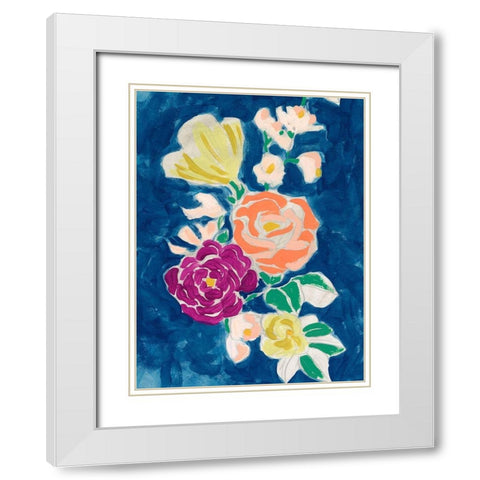 Paintbox Floral I White Modern Wood Framed Art Print with Double Matting by Vess, June Erica