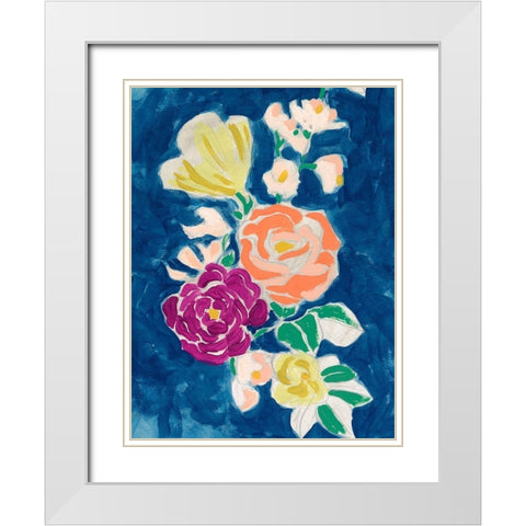 Paintbox Floral I White Modern Wood Framed Art Print with Double Matting by Vess, June Erica
