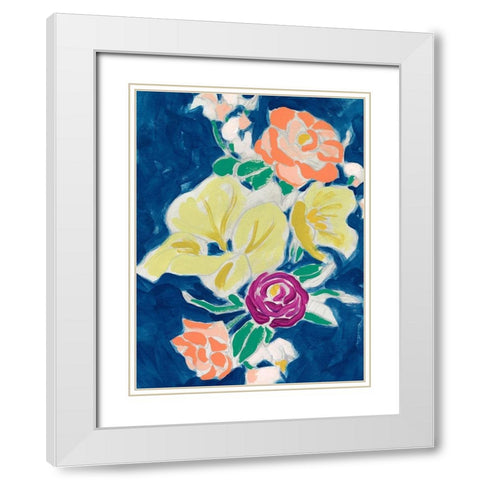 Paintbox Floral II White Modern Wood Framed Art Print with Double Matting by Vess, June Erica