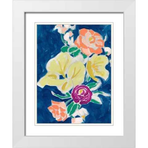 Paintbox Floral II White Modern Wood Framed Art Print with Double Matting by Vess, June Erica