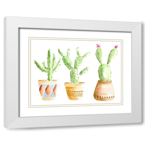 Patterned Pots I White Modern Wood Framed Art Print with Double Matting by Moore, Regina