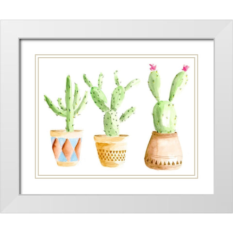 Patterned Pots I White Modern Wood Framed Art Print with Double Matting by Moore, Regina