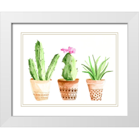 Patterned Pots II White Modern Wood Framed Art Print with Double Matting by Moore, Regina