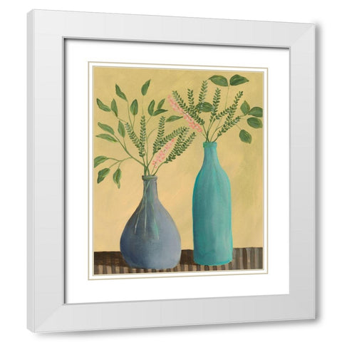 Bottle Vignette I White Modern Wood Framed Art Print with Double Matting by Moore, Regina