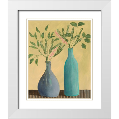 Bottle Vignette I White Modern Wood Framed Art Print with Double Matting by Moore, Regina