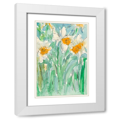 Daffodils Stems II White Modern Wood Framed Art Print with Double Matting by Dixon, Samuel