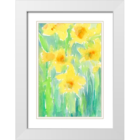Daffodils I White Modern Wood Framed Art Print with Double Matting by Dixon, Samuel