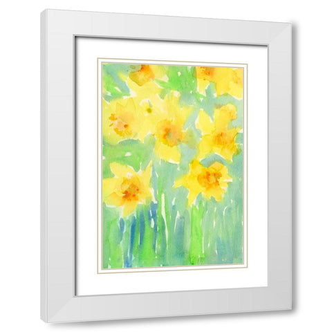 Daffodils II White Modern Wood Framed Art Print with Double Matting by Dixon, Samuel