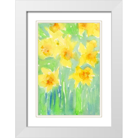 Daffodils II White Modern Wood Framed Art Print with Double Matting by Dixon, Samuel