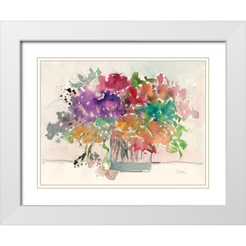 Mix Flowers I White Modern Wood Framed Art Print with Double Matting by Dixon, Samuel
