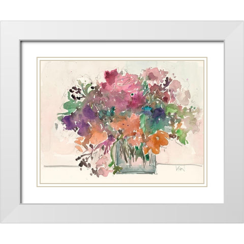 Mix Flowers II White Modern Wood Framed Art Print with Double Matting by Dixon, Samuel