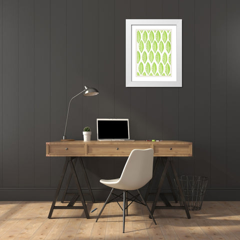 Lino Leaf I White Modern Wood Framed Art Print with Double Matting by Moore, Regina