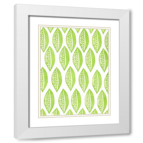 Lino Leaf I White Modern Wood Framed Art Print with Double Matting by Moore, Regina