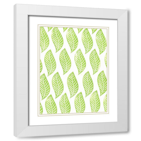 Lino Leaf II White Modern Wood Framed Art Print with Double Matting by Moore, Regina